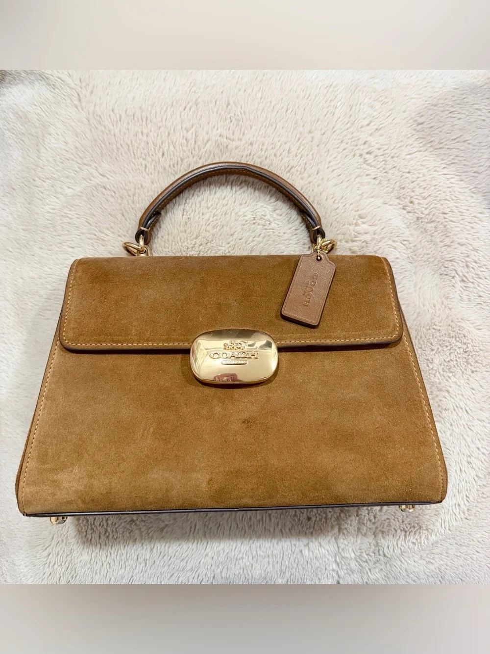 Coach Eliza Tan Suede Top-Handle Satchel